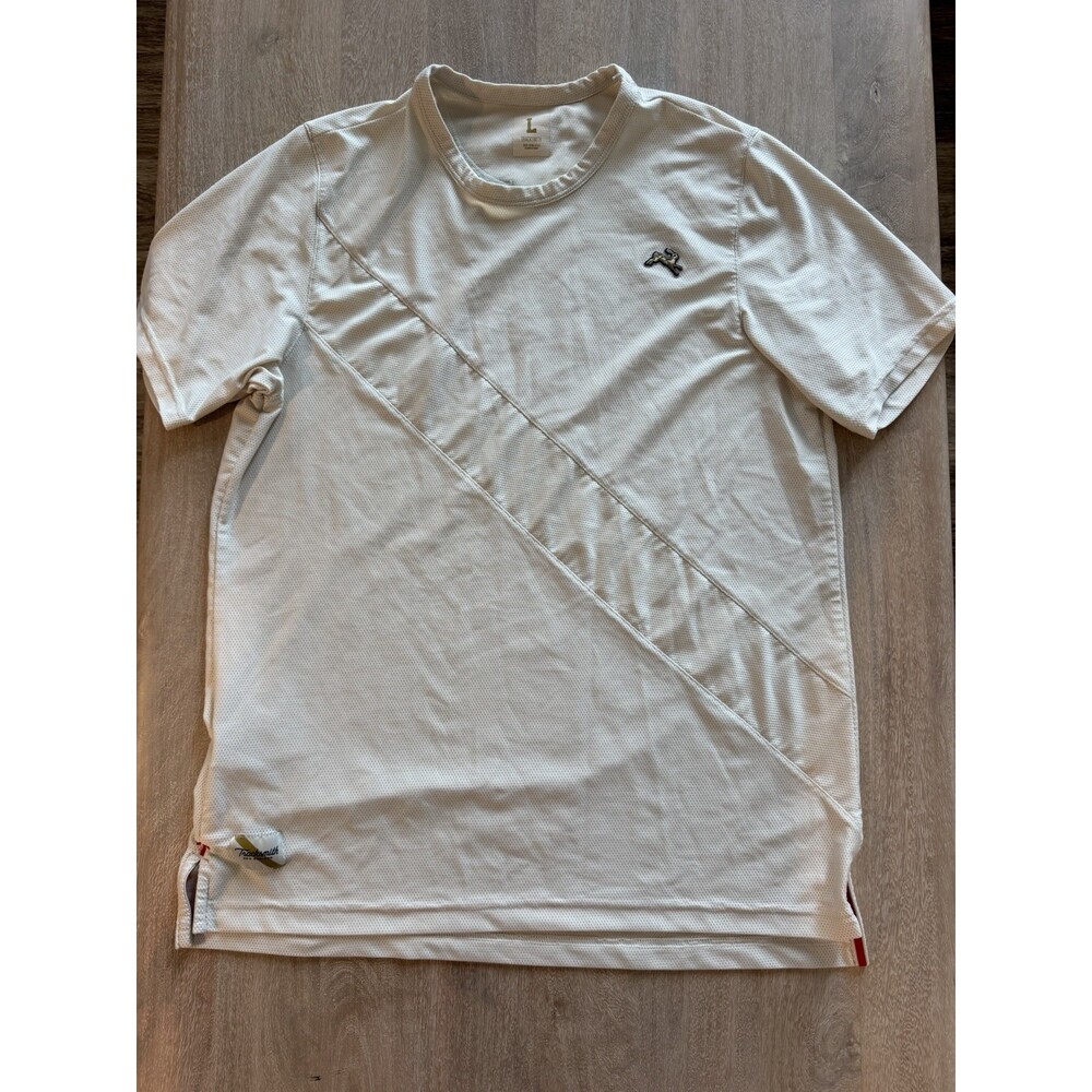 Tracksmith Van Cortlandt Tee in Ivory Stripe Men's Size Large - Picture 3 of 9